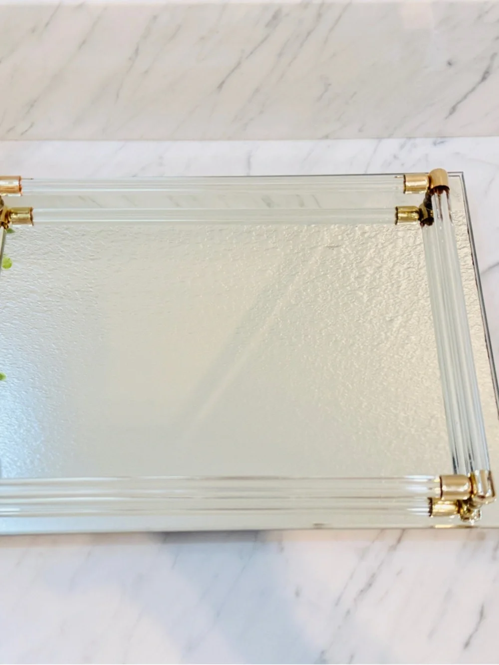 Vintage Modern Glass and Gold Mirrored Vanity Tray